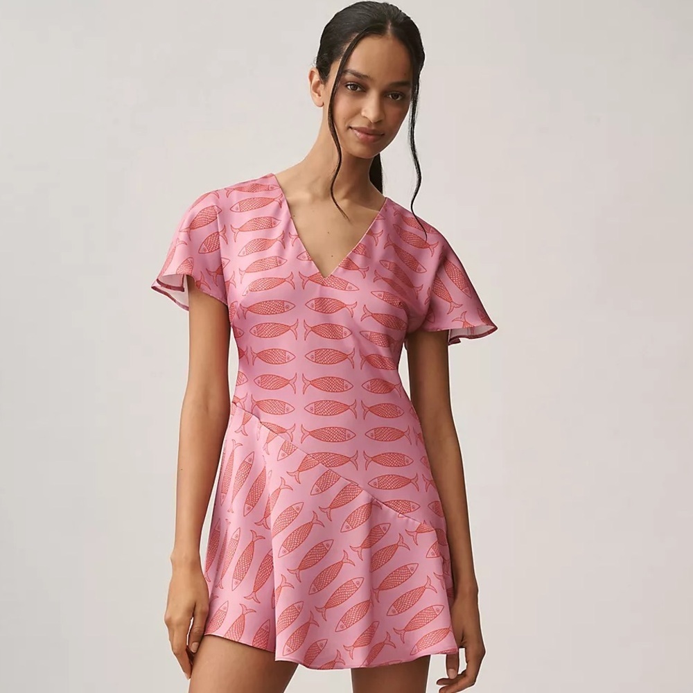 NWT! By Anthropologie Short-Sleeve V-Neck Mini Dress 🔮